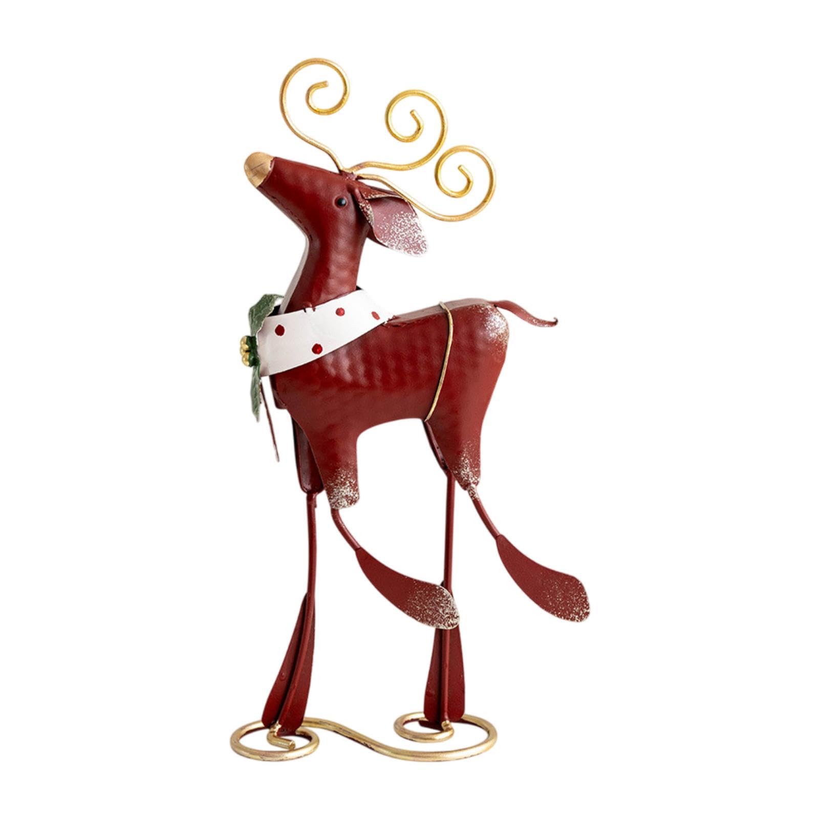 Estatua Navideña Decorativa para Mesa de Navidad Figura de Hierro Artesanal Centro de Mesa Atemporada Adecuada para Decoración de Hogar Fiesta Restaur, Adorno de Alce, Individual