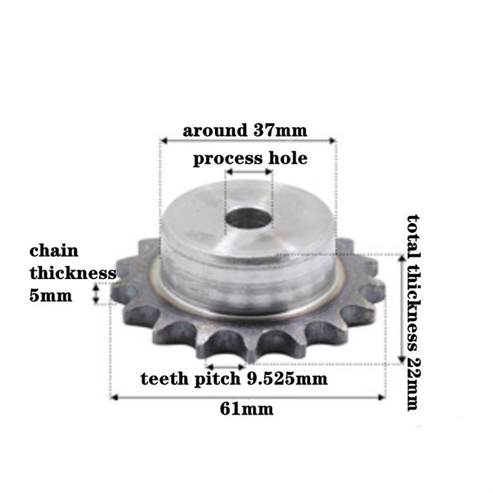 Bevel Gear Pinion Hardware Mechanical 06B Chain Drive Sprocket 19 Tooth Carbon Steel Chain Gear Pitch 9.525mm Industrial Sprocket Wheel