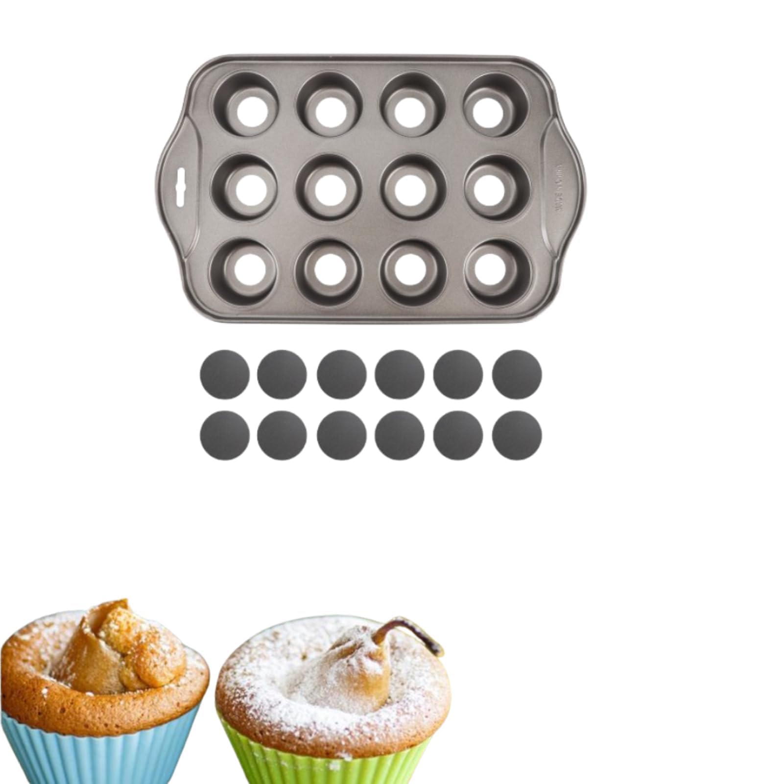 2 Teglie Per Mini Cheesecake 12 Cavità – Fondo Rimovibile, Antiaderenti, Acciaio Carbonio - 3