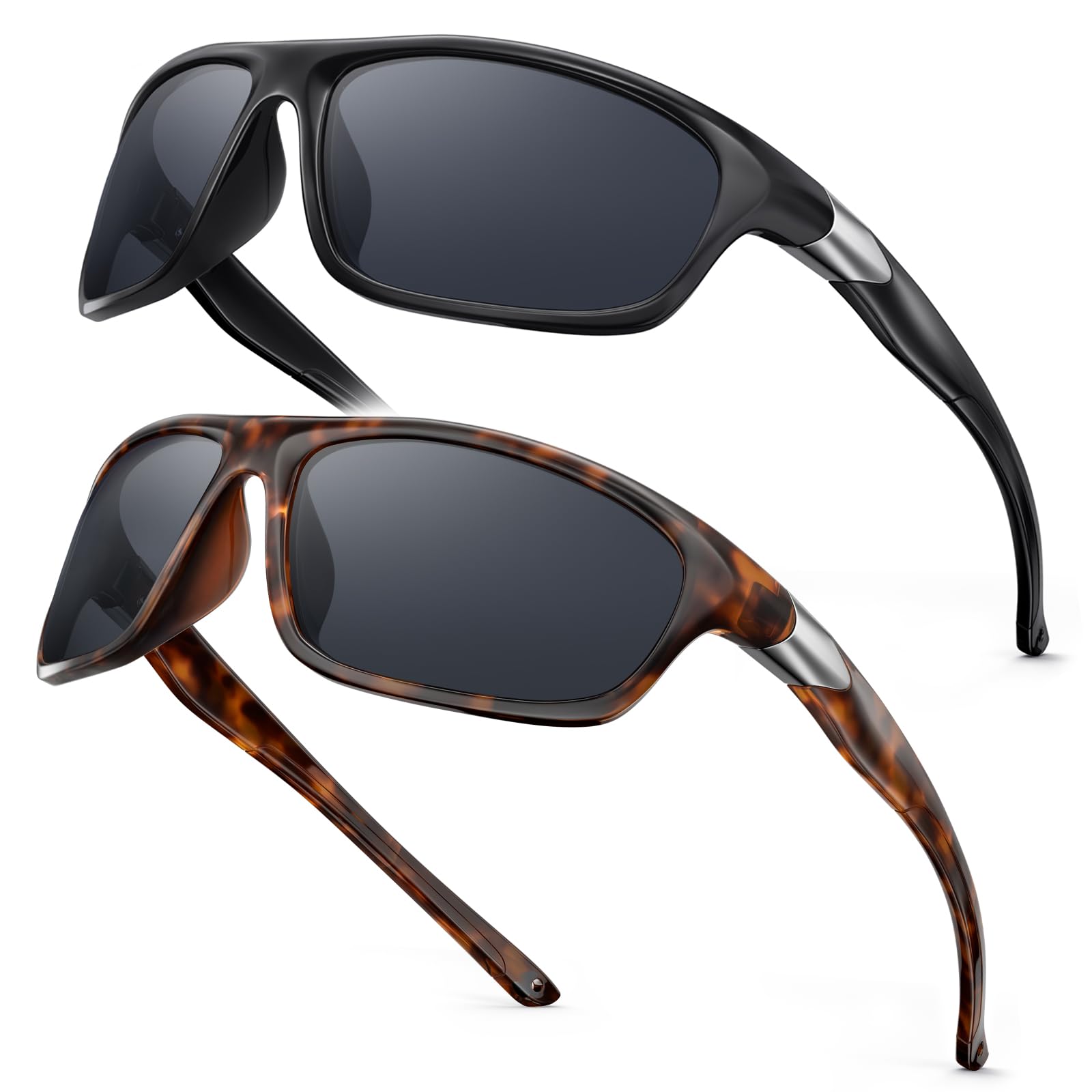 Polarized Sports Sunglasses for Men Women TR90 Wrap Around Sun Glasses UV400 Protection Outdoor Driving Cycling Fishing