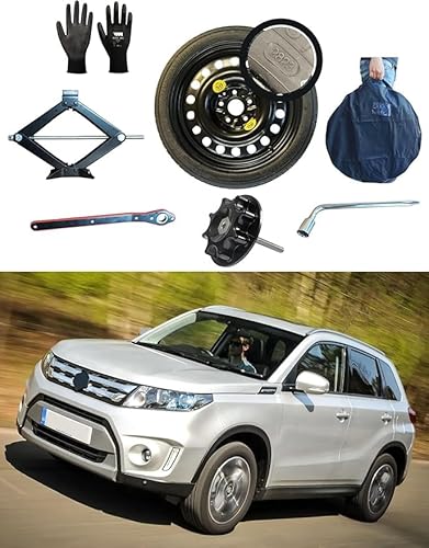 Kit Roue de secours 16 compatible avec Suzuki Vitara avec Cric, Clé, Vis, Gants et Sac