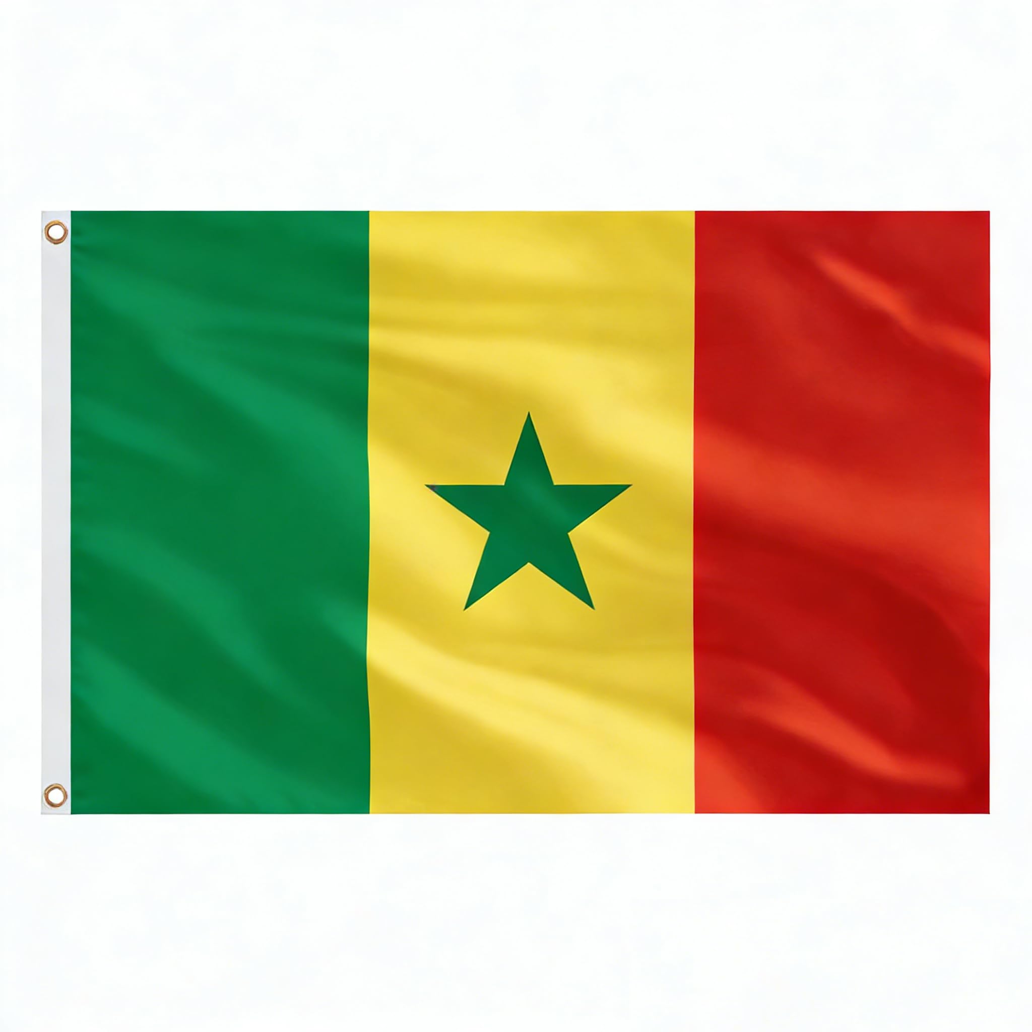 AhfuLife Senegal Flag 5ft x 3ft for Party Decorations, 4Pcs Large Senegalese Flag Double Side with Brass Eyelets for World Cup Football National Day Garden Street Party Decorations