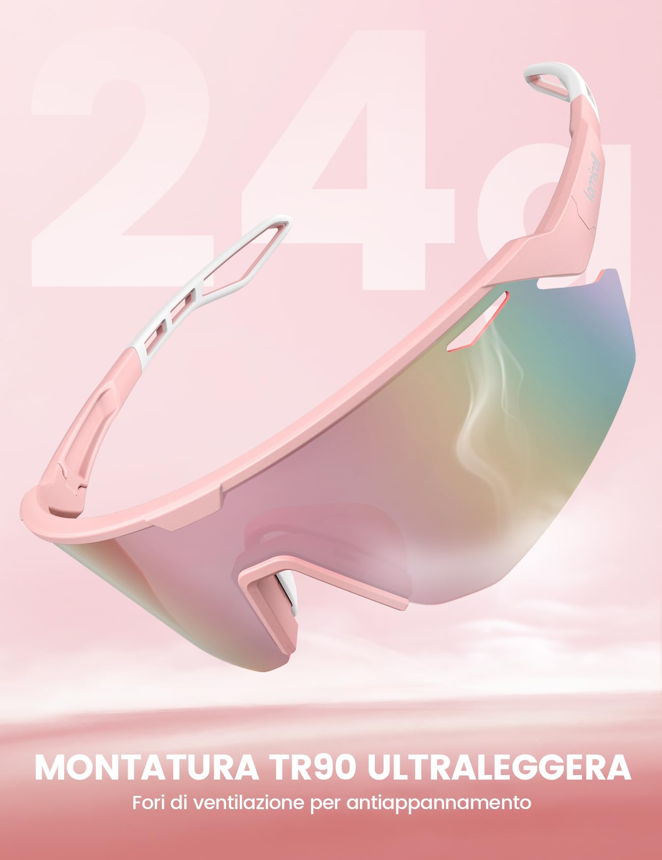 Lamicall Polarized Cycling Sunglasses, [24g Ultralight] Anti-UV400, TR90-Frame, Adjustable Nose Pin, Sports Sunglasses for Men and Women, for Fishing/Running/Outdoor Sports - 5