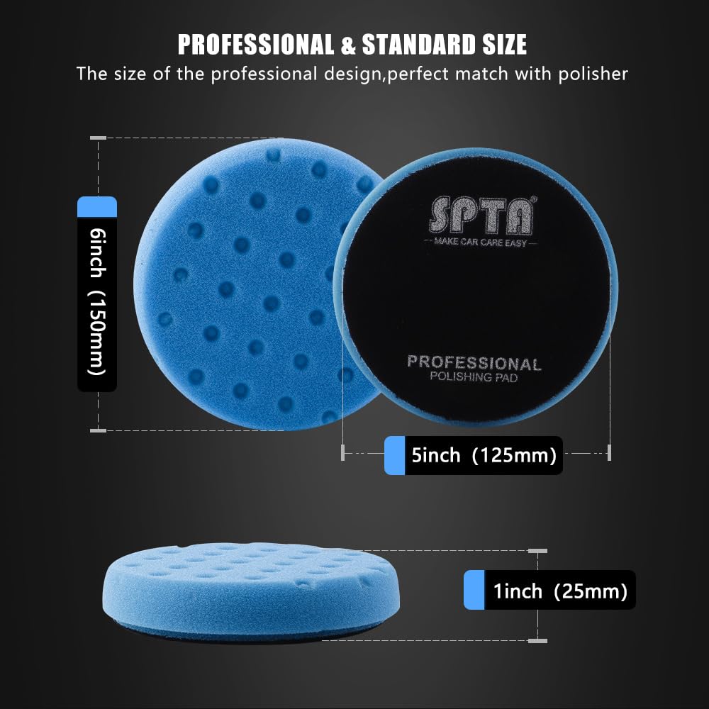 Lucidatura Pads, SPTA 5Pcs 5 Pollice (125mm) Waffle Buffing Spugna Pads Taglio Lucidatura Pad Kit Per Car Buffer Polisher Compounding, Lucidatura e Ceratura