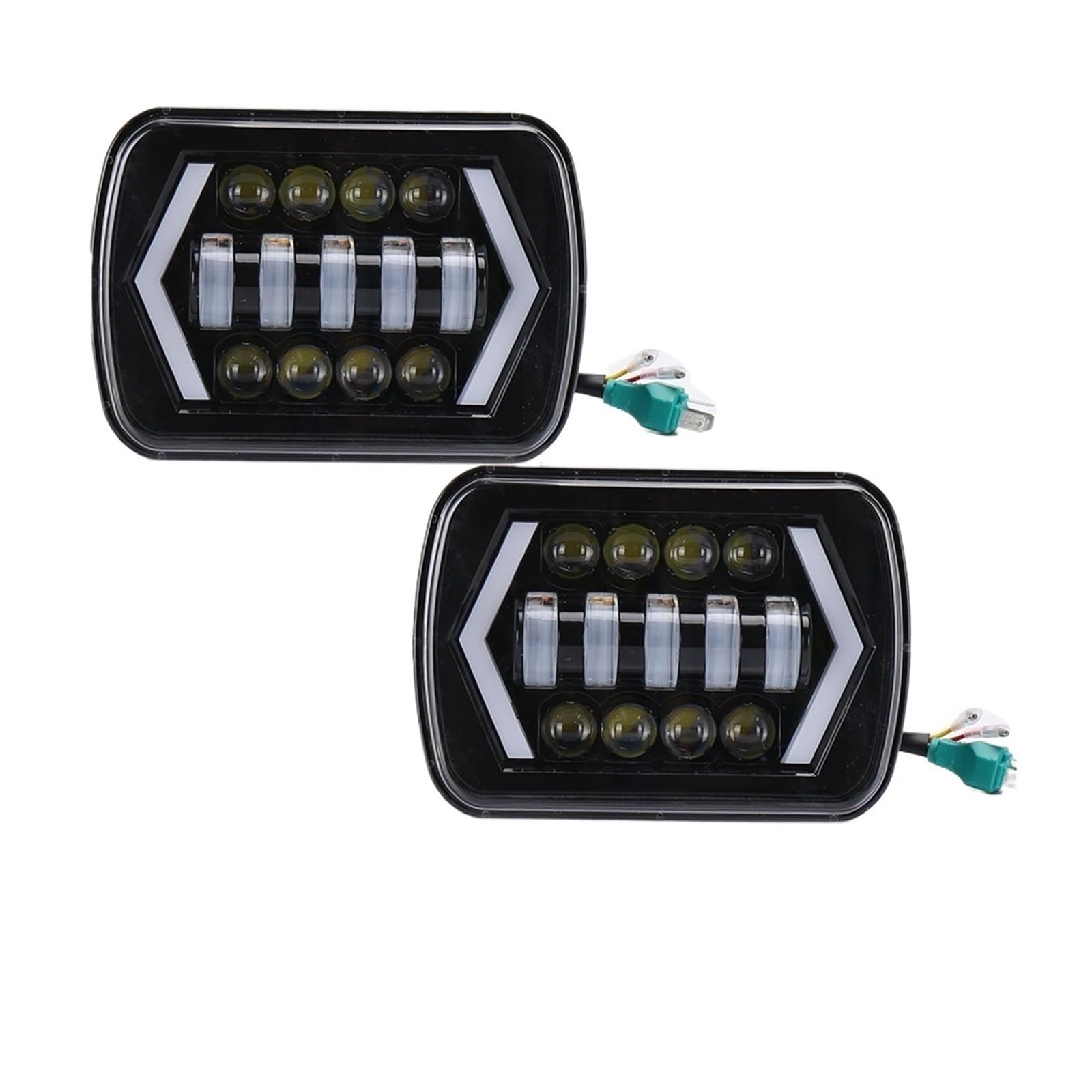 Bombilla Coche Faro LED Impermeable 7x6 Bombilla LED | 90W 5X7 Blanco DRL Ámbar Intermitente H4 Cuadrado