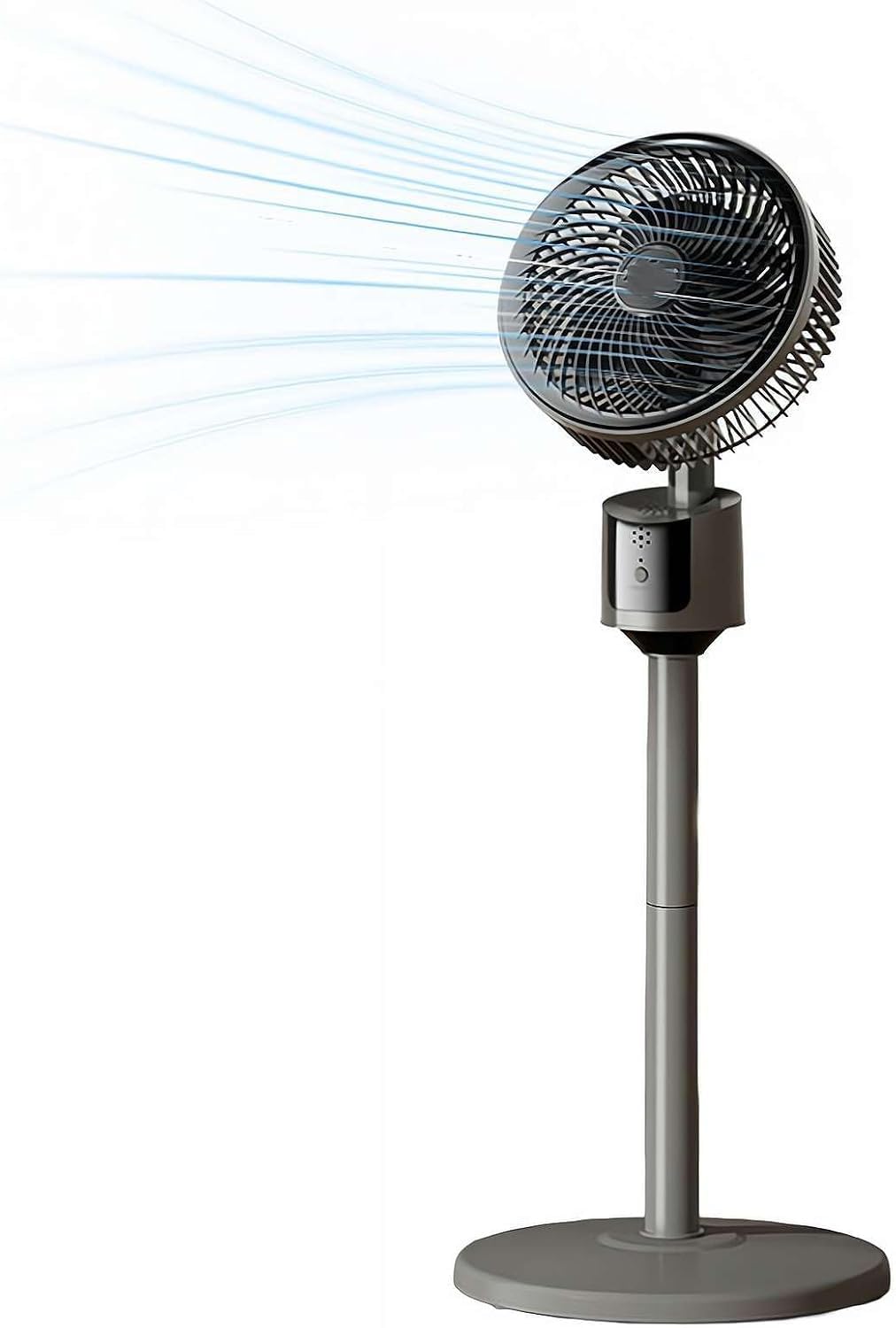 Standventilator für Schlafzimmer, 3-Gang-USB-Großraum-Luftzirkulator mit 90° Oszillation & verstellbarer Höhe, leiser Standventilator für Home Office Schlafsaal Wohnzimmer Arbeitszimmer - Grau/Weiß