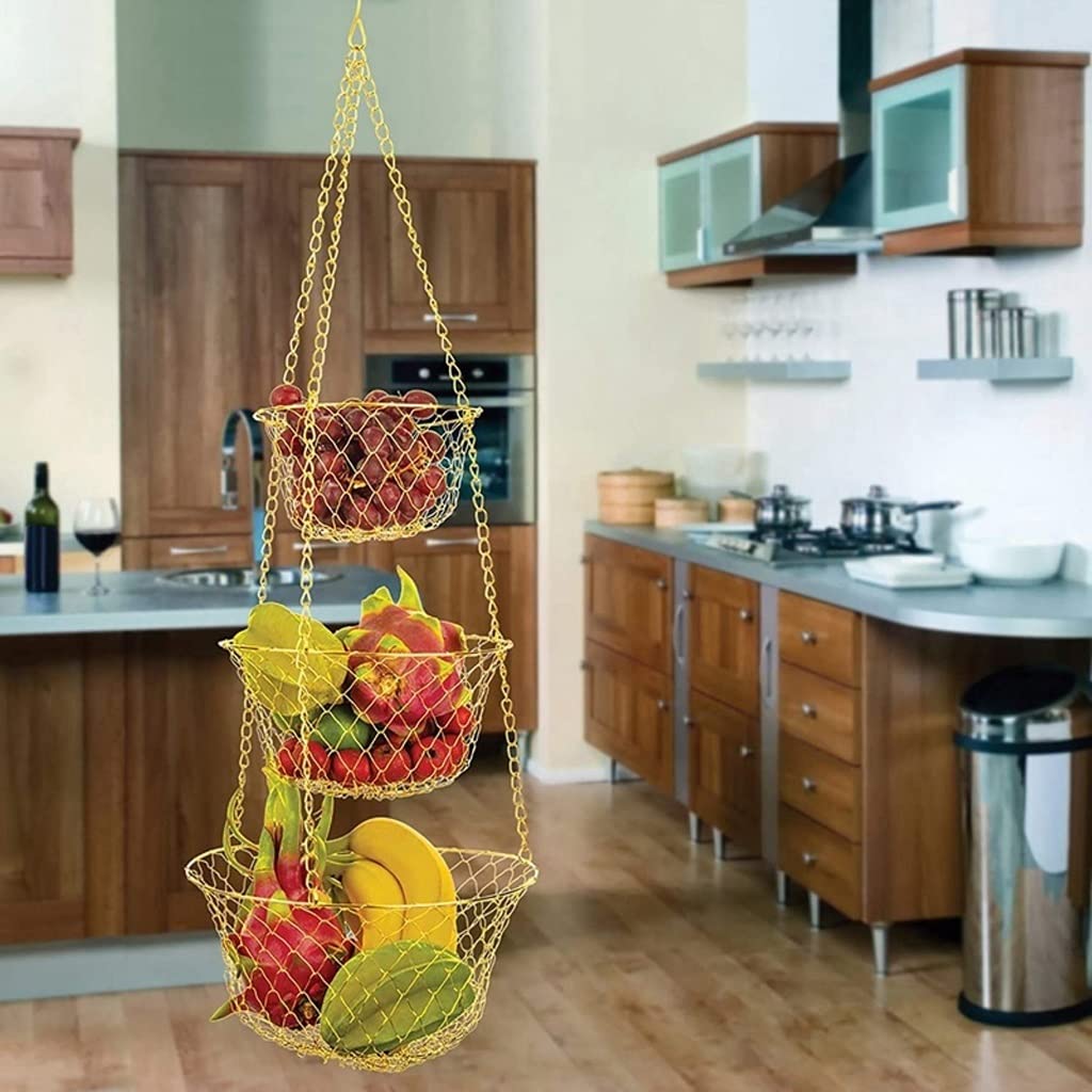 Corbeille à Fruits Suspendue 3 étages En Acier Inoxydable - 76 Cm De Haut, Gain De Place, Rangement Cuisine Ou Balcon, Facile à Monter Fruit Suspendu Métal Corbeille à Fruits Suspendue 3 étages En Acier Inoxydable - 76 Cm De Haut, Gain De Place, Rangement Cuisine Ou Balcon, Facile à Monter Fruit Suspendu Métal