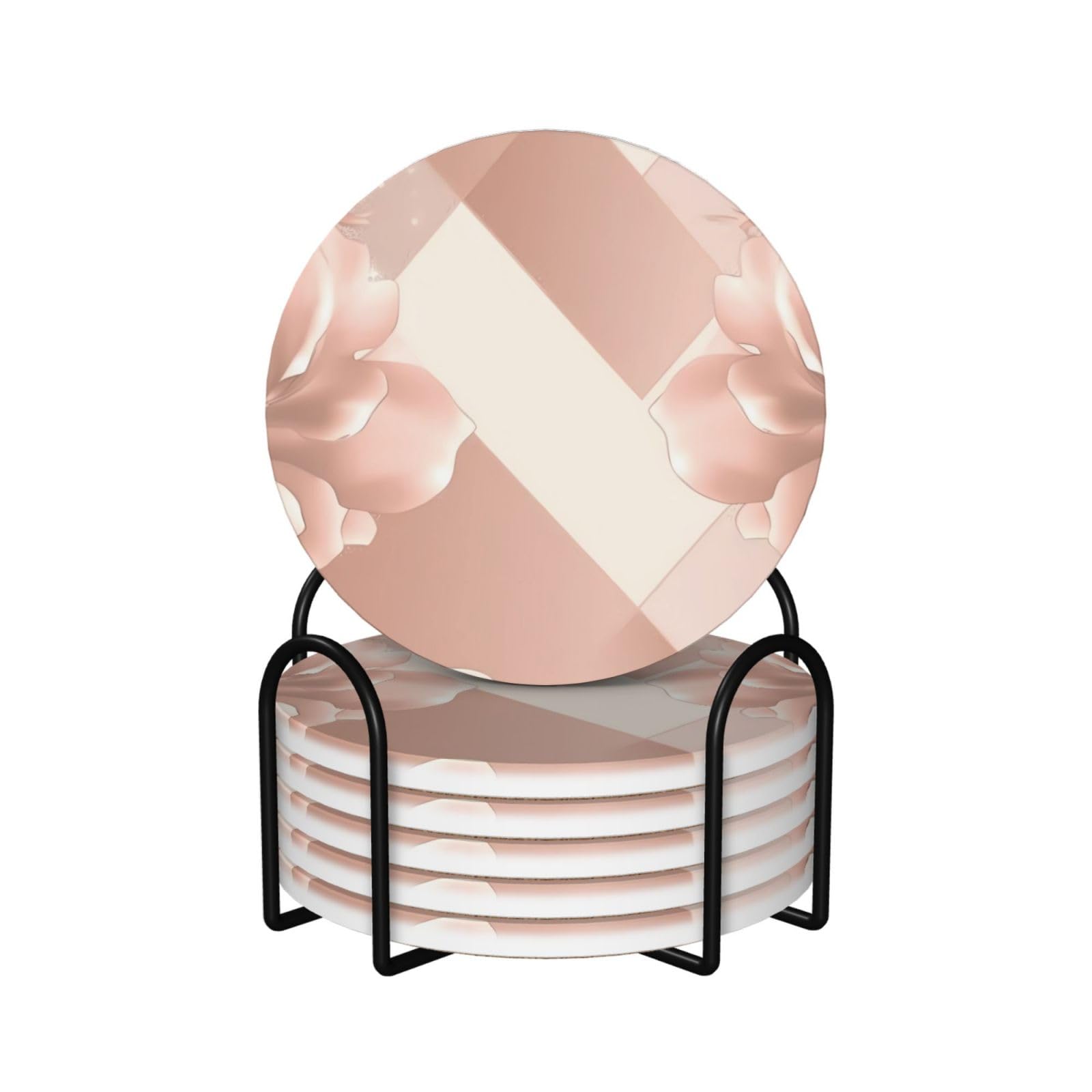 Dessous de verre en céramique avec support en métal et liège absorbant