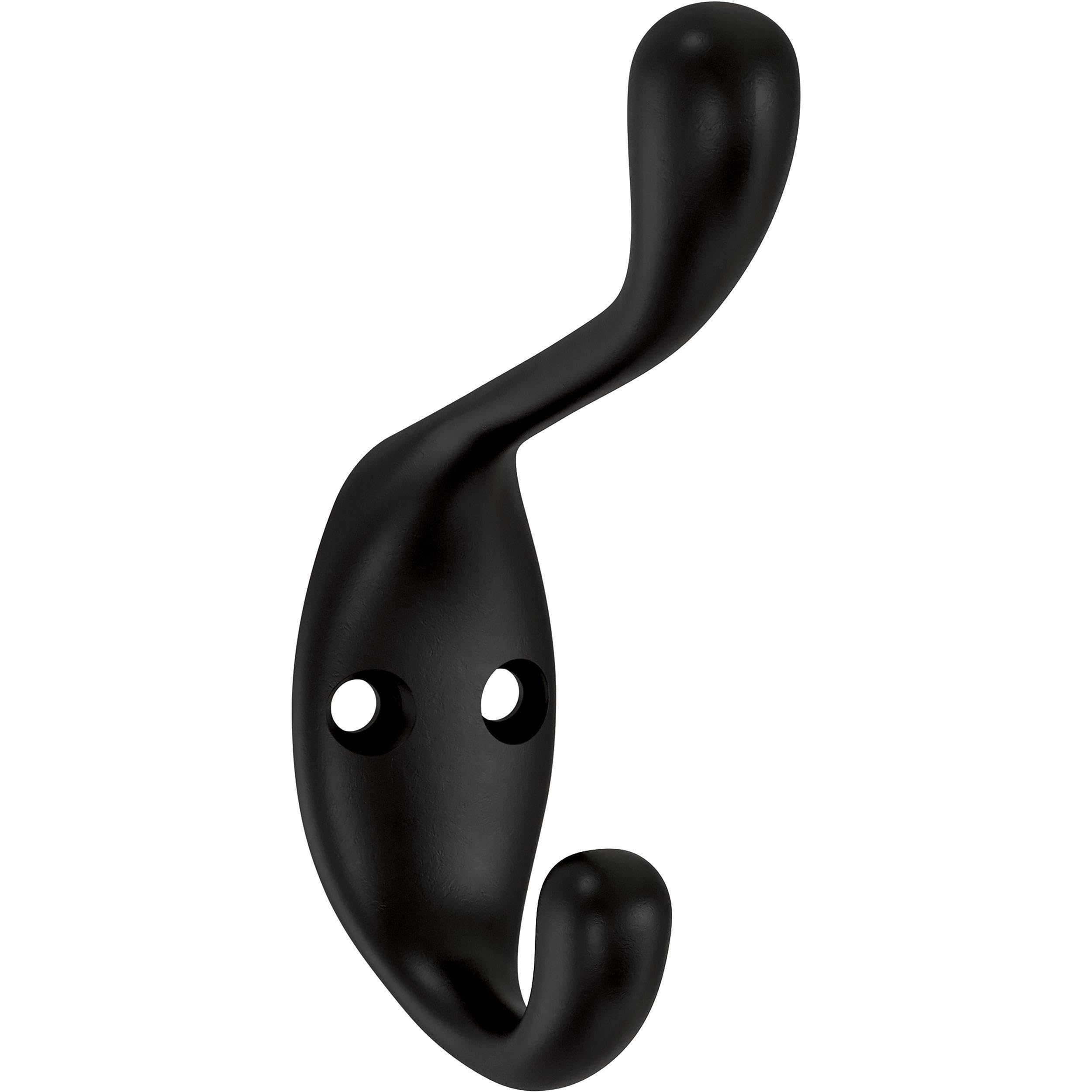 Franklin Brass Heavy Duty (10-Pack) Coat and Hat Wall Hooks Double Hooks for Hanging Matte Black Wall Mount Hanger Backpack, Purse, Bag, Towel Organization Decorative Wall Hooks B34864K-FB-C