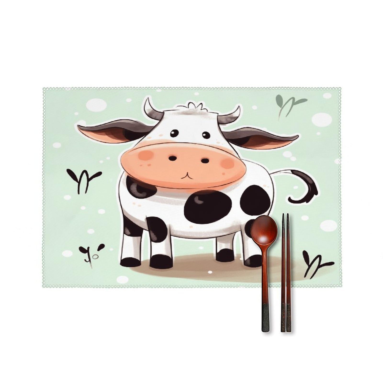 Fekiloot Style Cute Cow Polka Dot Placemats Set Of 6,Table Mat