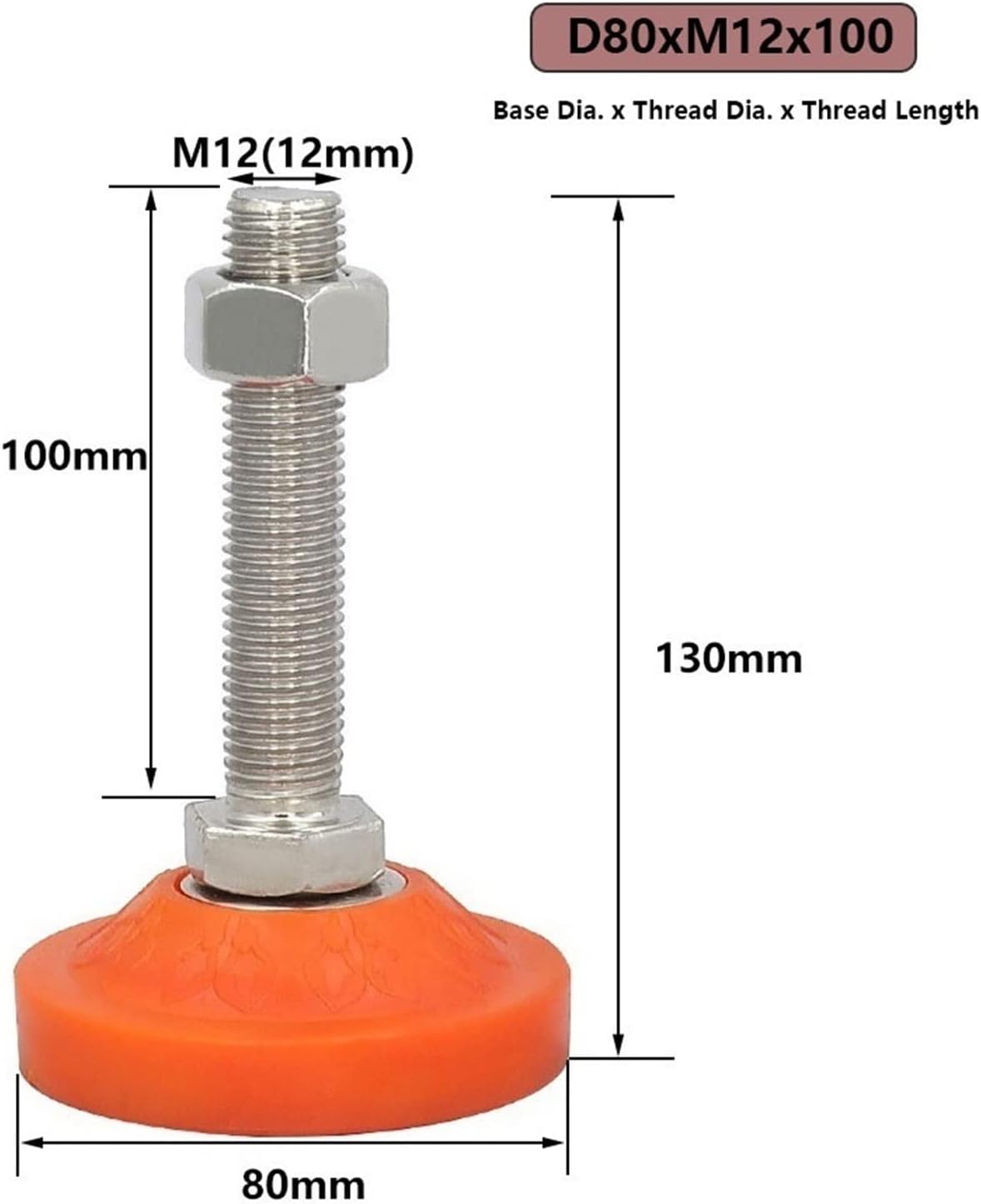 Furniture Leveling Feet,Heavy Screw, 4 Pcs Adjustable Leveling Feet M12 Threaded Pole Heavy Duty Carbon Steel Leveling Screw Leg for Furniture Cabinets Shelf