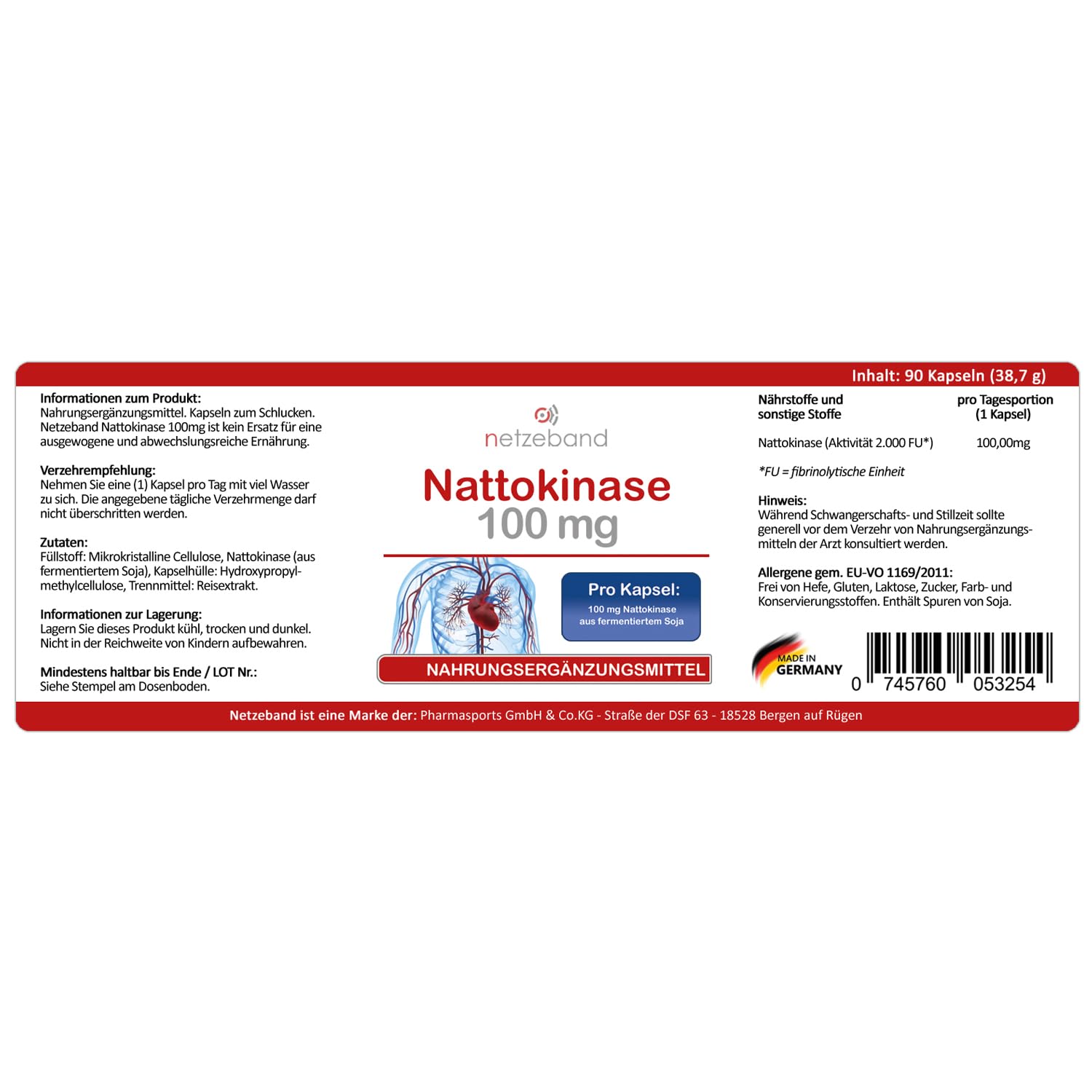 Nattokinase - 2.000 FU - 100 mg Nattokinase - für 6 Monate - 180 vegetarische Kapseln Netzeband (2 Packungen a 90 Kapseln)