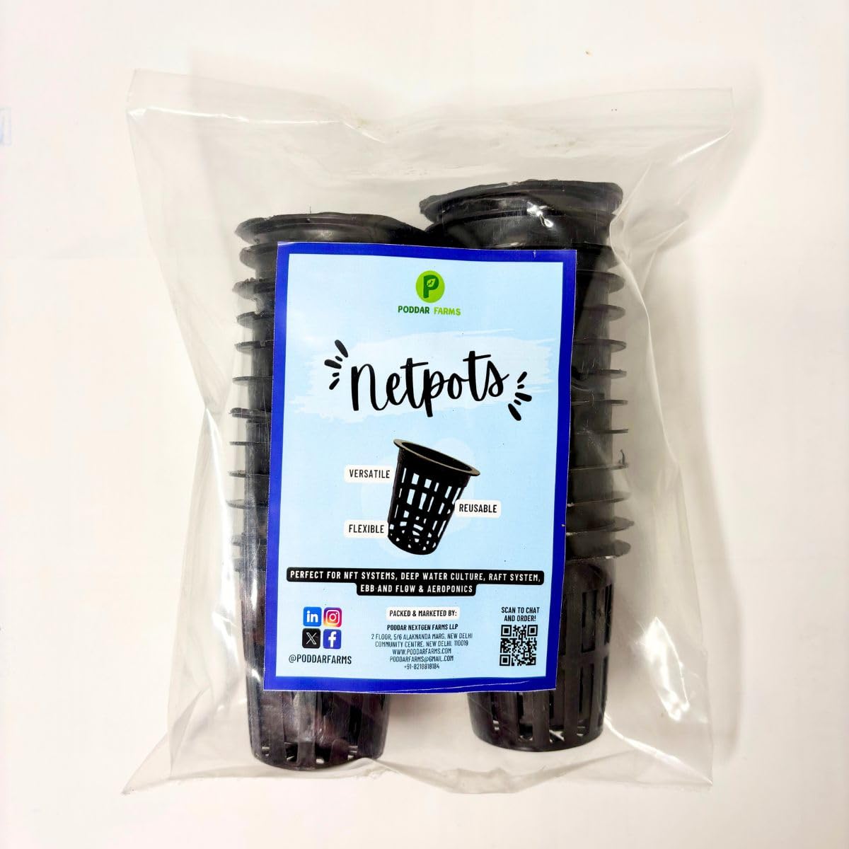 Poddar Farms® 2-Inch Net Pots for Hydroponics | Black Food Safe Lead Free Virgin Plastic (25)-image-31