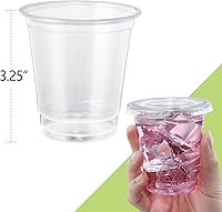 Vista 2 de SHOPDAY Vasos de plástico desechables con tapas, vasos de plástico transparente de 8 onzas, paquete de 50 recipientes para bebidas frías, tazas