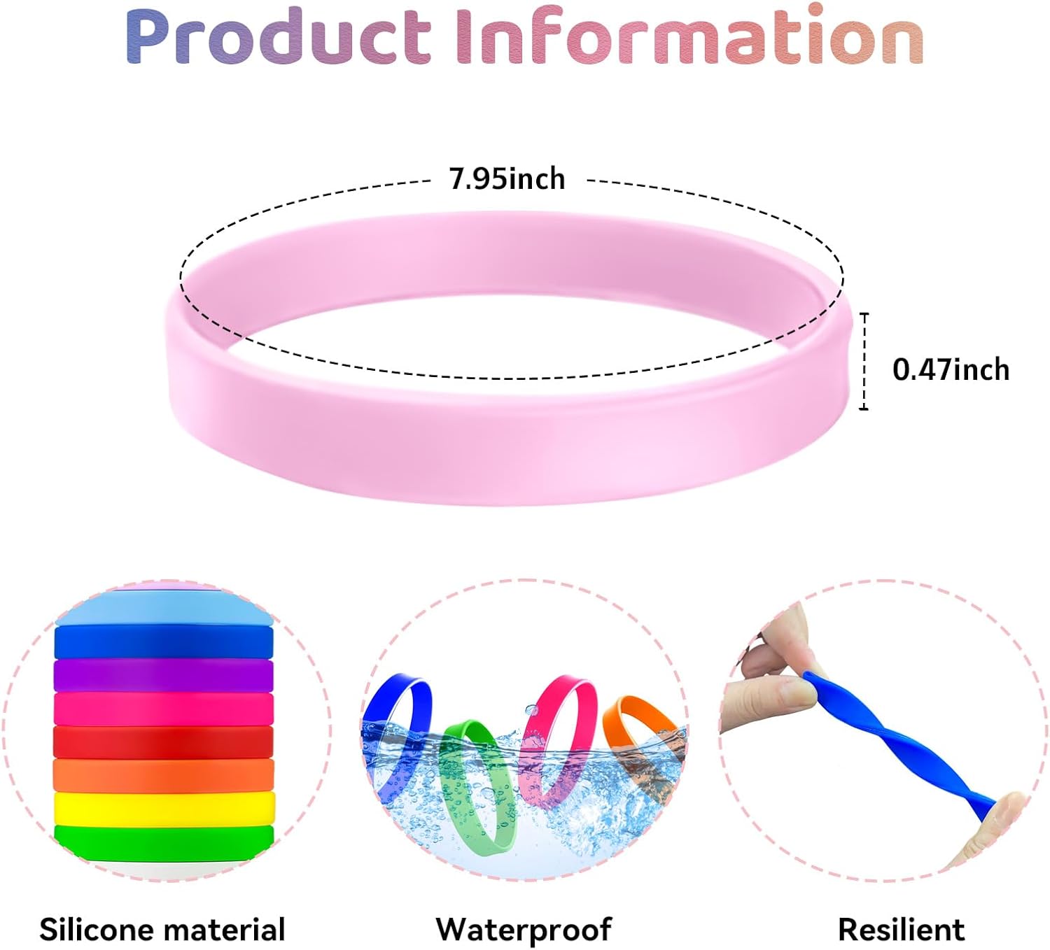 12 Pcs Color Silicone Wristbands Blank,Silicone Wristbands rubber bracelets for Women Men Gifts Teams Party Favors - Image 2
