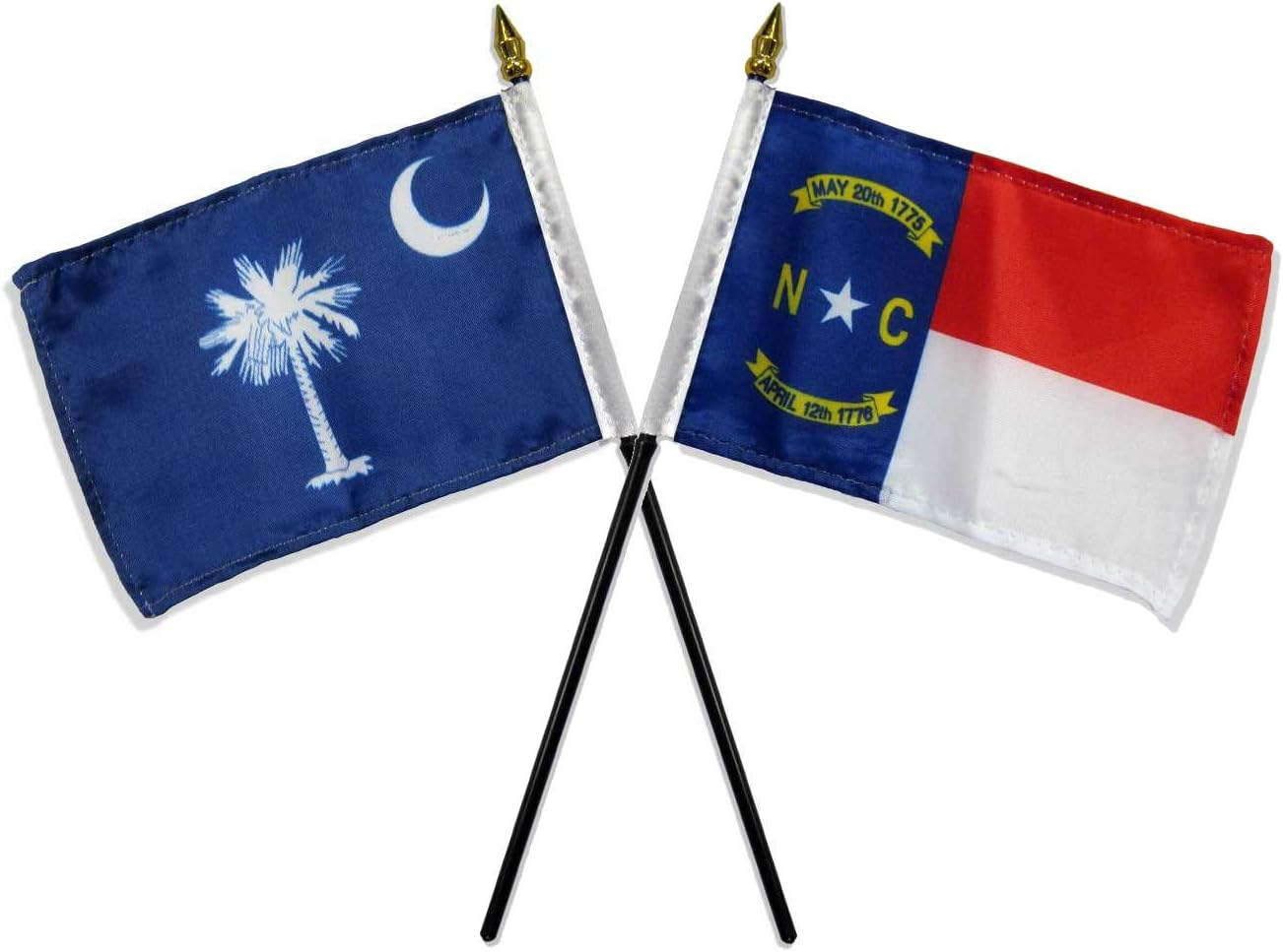 State North & South Carolina NC SC Flags 4"x6" Desk Stick Table (NO Base) : Office Products