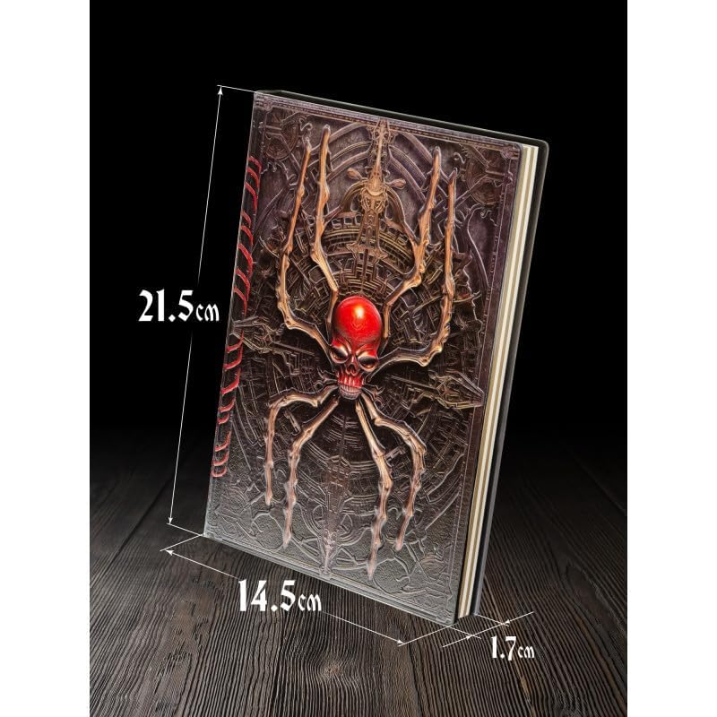 Image of Alokik Enterprise 3D Spider Junk DND Vintage Leather Journal Writing Notebook with 200 Pages A5 Journal Diary,Antique Handmade Leather Diary,Travel Diary&Notebooks to Write in,Diary Gift for Men Women