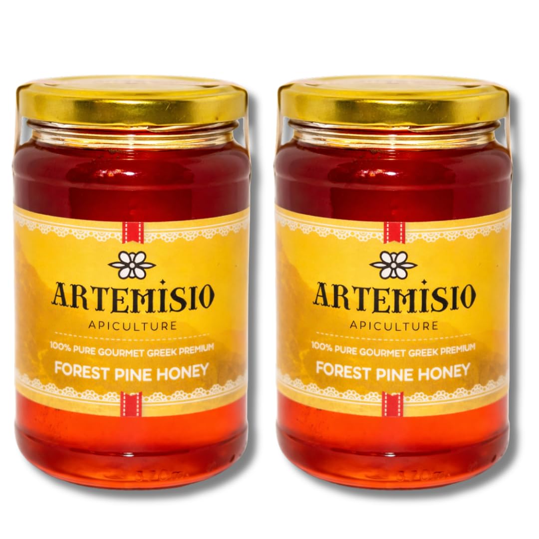 Artemisio Greek Honey – 100% Pure Raw Natural Mediterranean Honey | Unfiltered, Rich Antioxidants | Gourmet Artisanal Honey Jar (470g / 16oz) (Pack of 2)