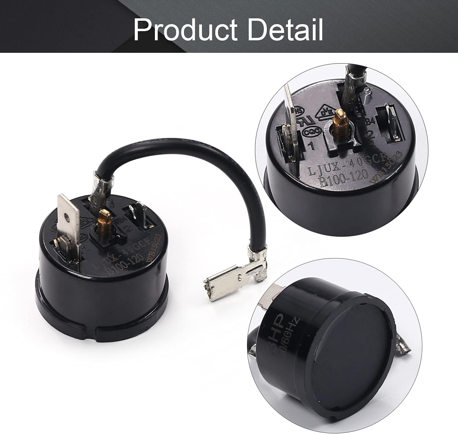 Bettomshin 冷蔵庫サーマルオーバーロードプロテクター 1/3(HP) 250W コンプレッサー 交換用パーツ 7個