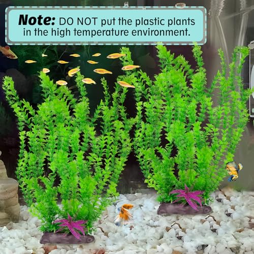 Image of Hamiledyi Aquarium Plastic Plants Aquarium Decor Artificial Fish Tank Plants,Tall Fish Tank Decorations, Extra Large Aquarium Plant 20.4-inch Tall,2PCS