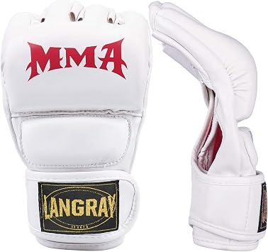 LangRay Open Finger Gloves Boxing Gloves MMA Boxing Muay Thai Karate Taekwondo Training Gloves for Men Women