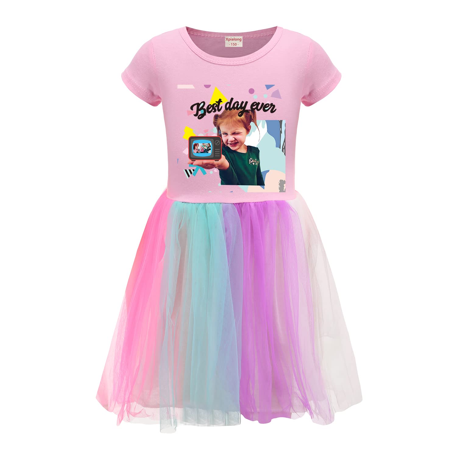 Xpialong A for Adley Merch Girls' Casual One-Piece Fluffy Skirts Summer Dresses Short Skirt