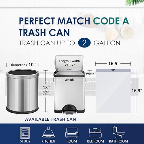 Miniatura 2 de Bolsas de basura pequeñas con cordón de 1 galón, 120 unidades, se adaptan a cubos de basura pequeños de 3 a 4 litros, para el hogar, oficina, baño,