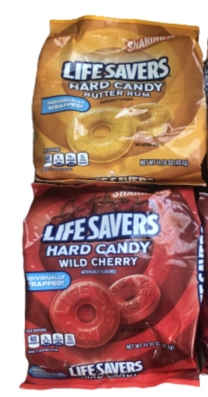 LifeSavers Hard Candy Wild Cherry and Butter Rum Pack of 2 Sharing Size 14.5 oz