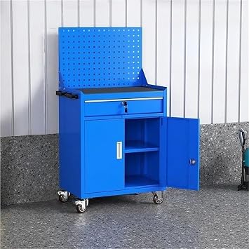 Convenience Rolling Tool Chest with Drawer, Storage Cabinet with 1 Drawer, Mobile Steel Tool Cabinet Storage for Garage, Repair ShopBlue