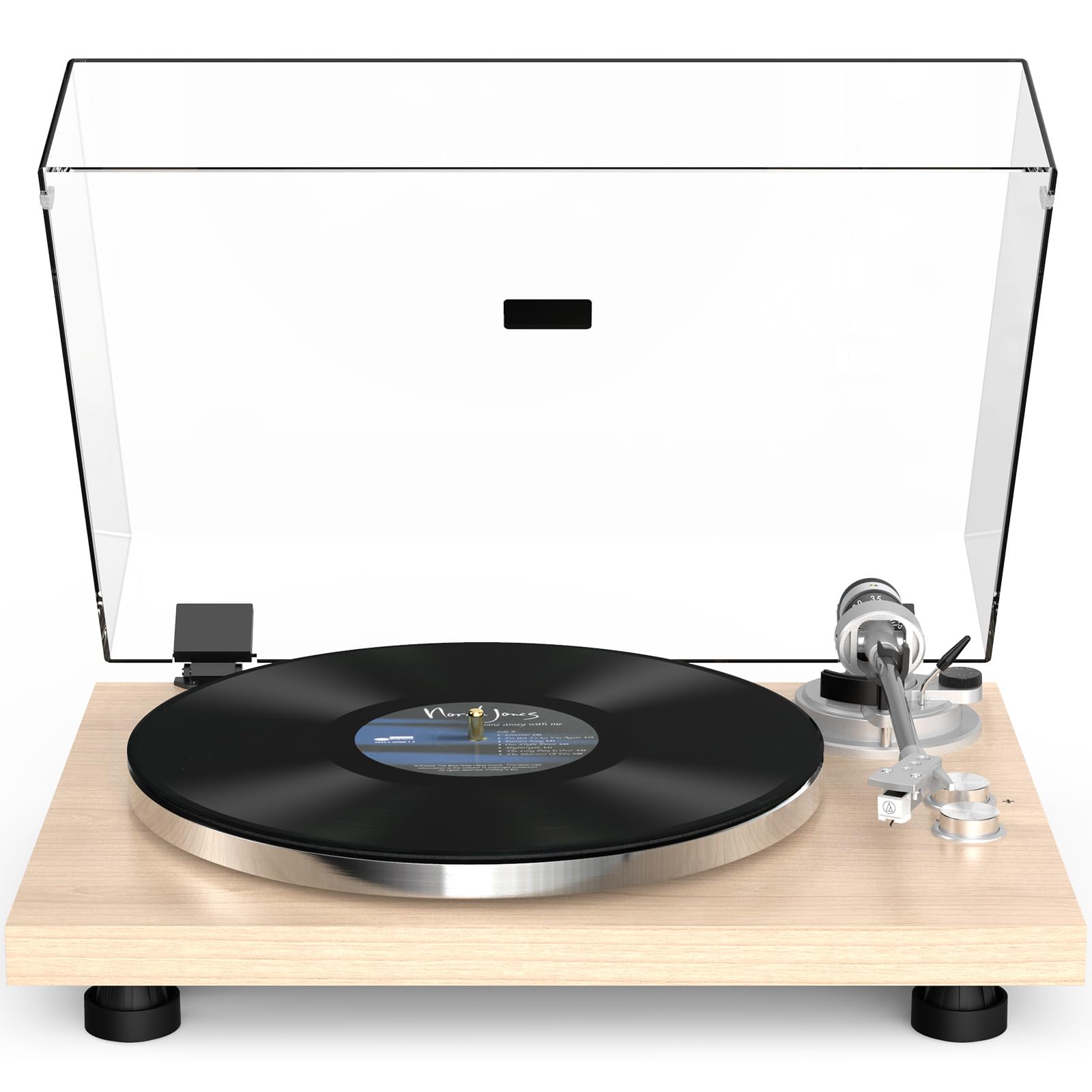 Photo 1 of **CASE IS DAMAGED** Turntables Record Players Wireless Output Carbon Fiber Tonearm Aluminium Platter Belt-Drive LP Turn Tables Audio Phono RCA Line Out AT-3600L MM Cartridge Vintage Retro Pale Wood Walnut