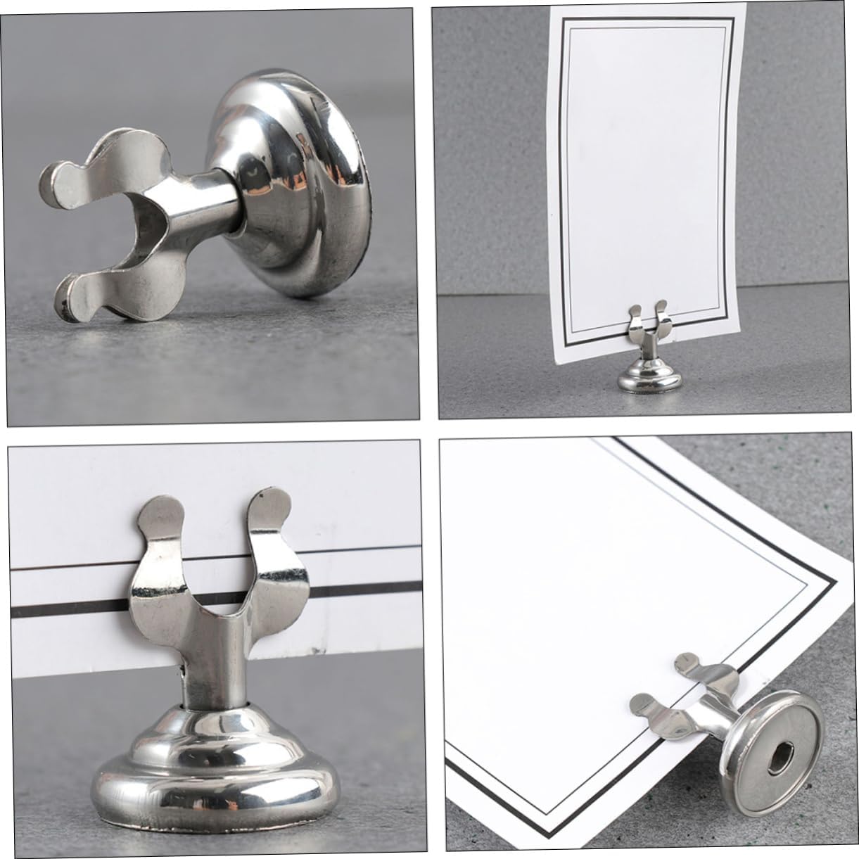 7 Pc Set U-shape Table Number Holders Silver Stainless Steel Clips for Decorative Place Cards