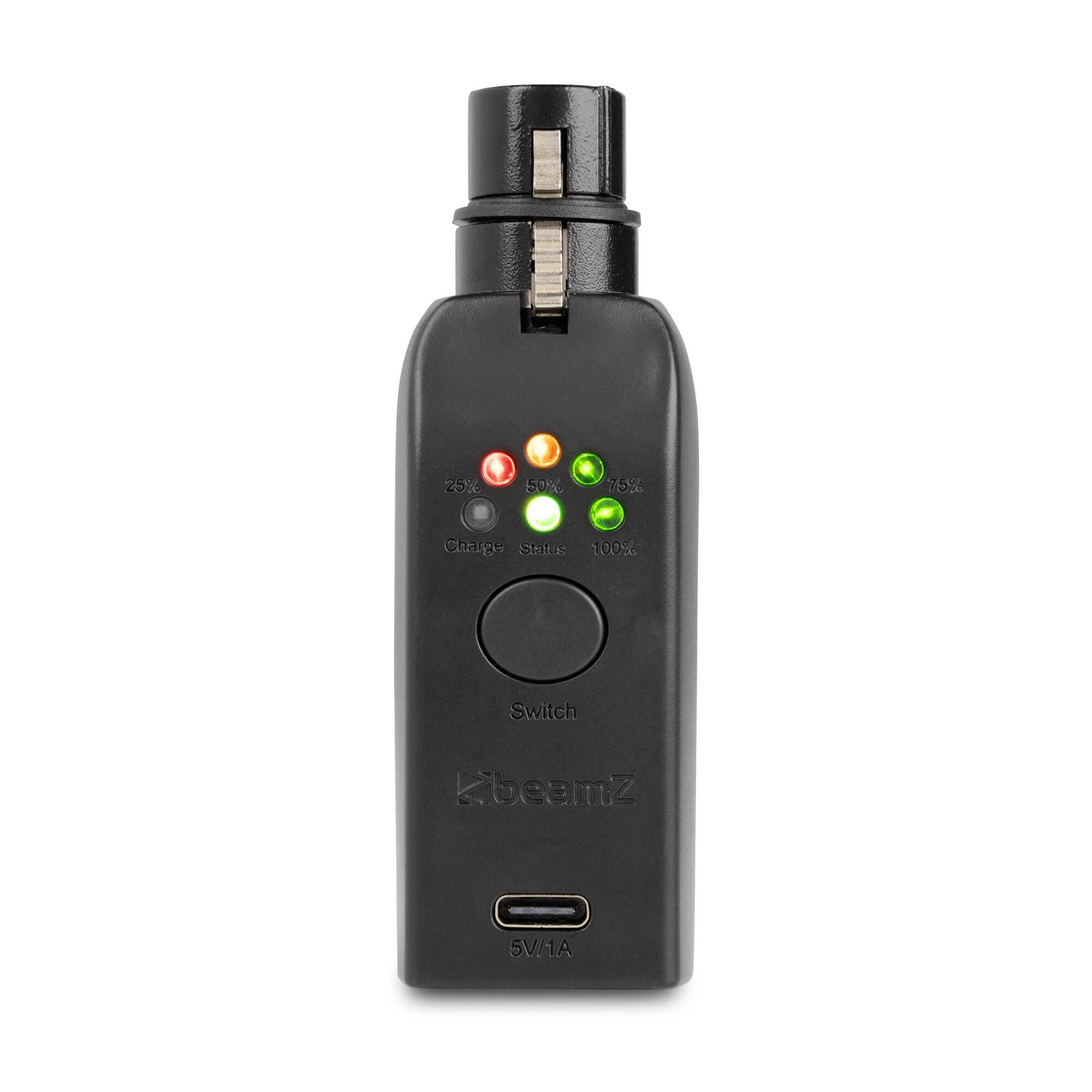 BeamZ WD1M-5 + WD1F-5 + WCS1 – Pack DMX inalámbrico 1 transmisor, 7 receptores y estación de carga para 8 dongles EazyLink batería USB-C iluminación DJ escenario sin cables, color negro