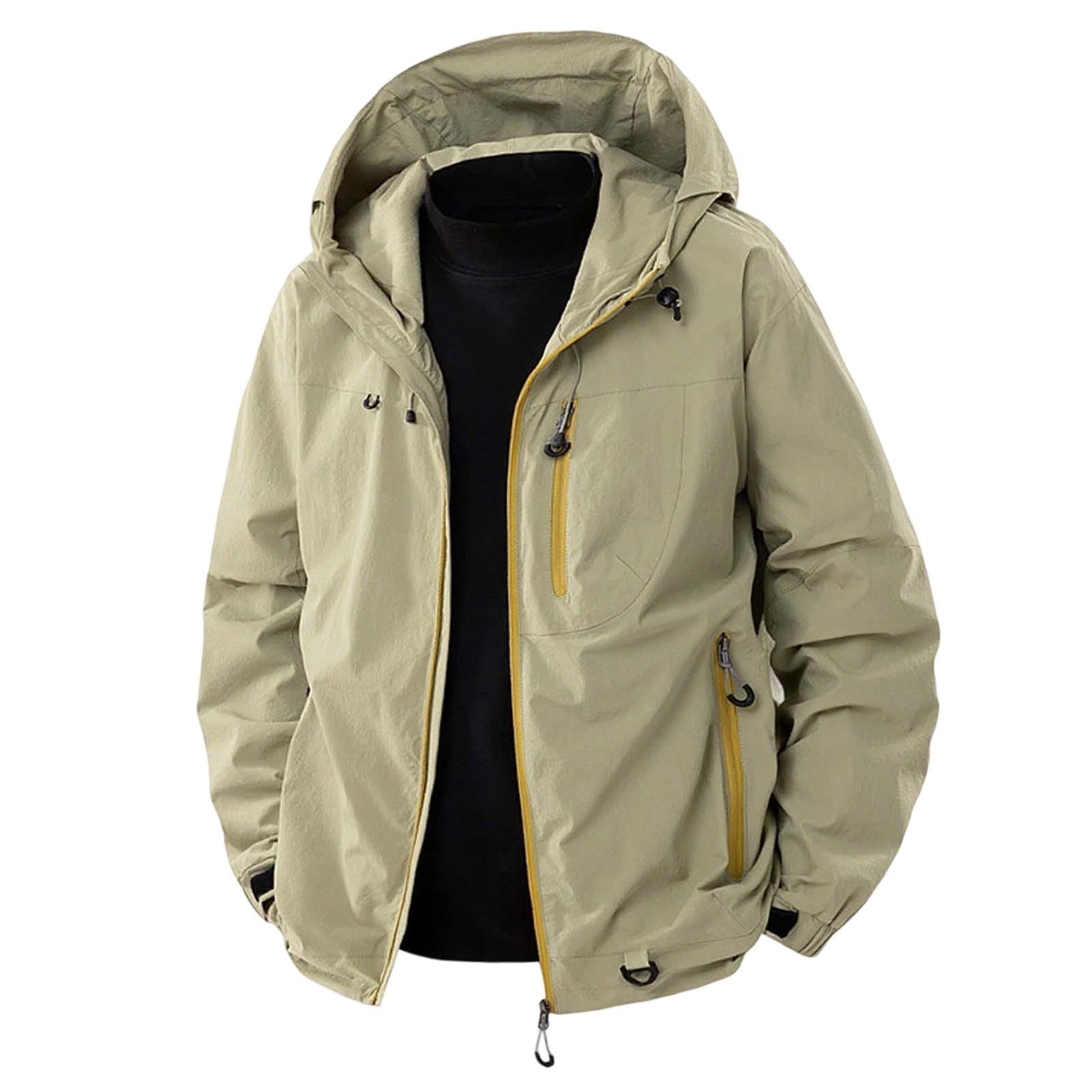 Genérico Chubasquero Hombre Impermeable - Chaqueta senderismo exterior transpirable cortavientos impermeable ligera trekking montañismo tejido elástico chaqueta hombre casual