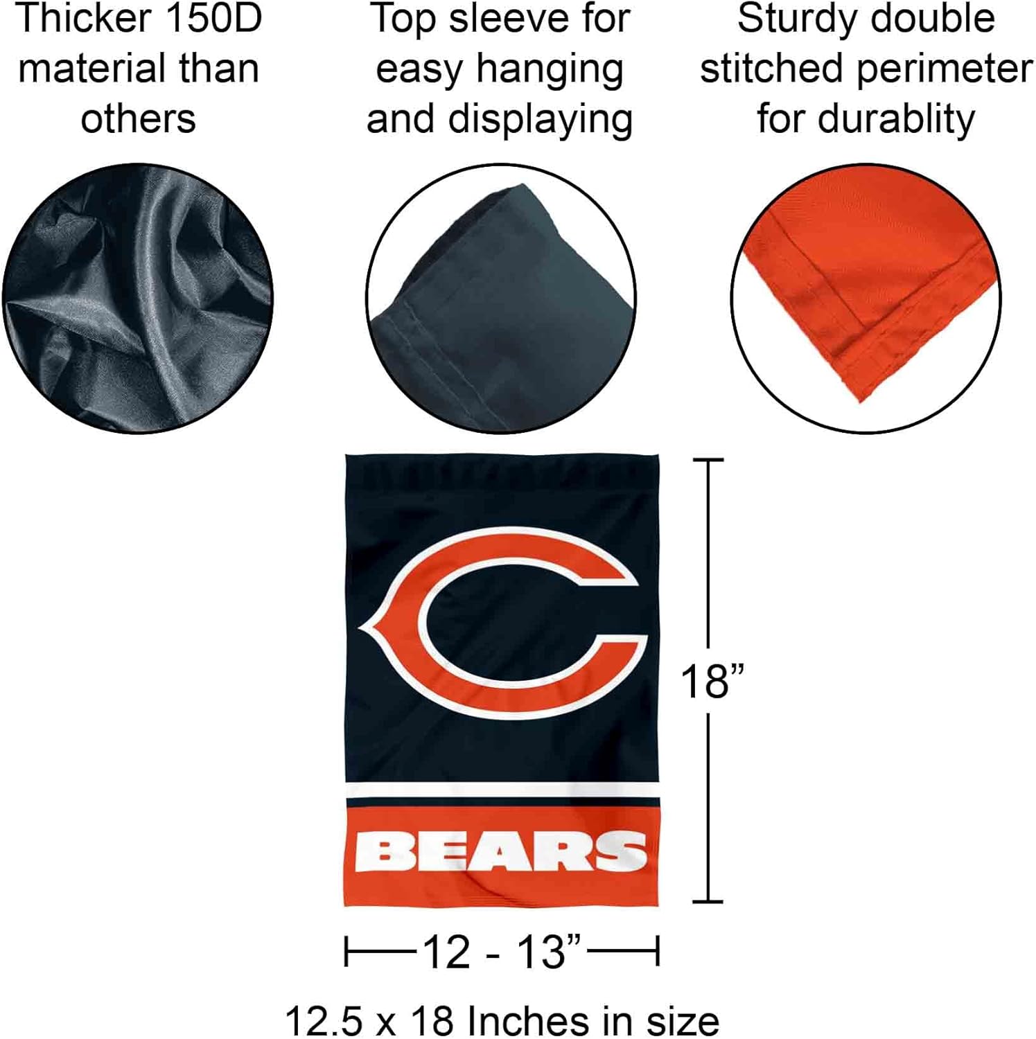 Chicago Bears C Logo Double Sided Garden Flag - Image 3