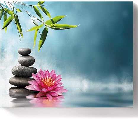 amazon com tocahome diy painting by numbers for adults bamboo and stone zen tranquil and lotus flower culture nature print paint by number kit on canvas for beginners 16x20 inch