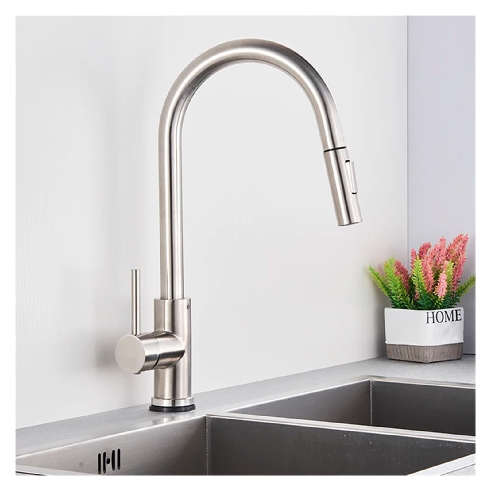 MXXQRHF Gold Brushed Kitchen Faucet Swivel Wall-Mounted Pull-Out Sprayer hot and Cold Water Mixer Faucet,Bathroom Vanity Mixer
