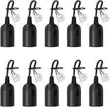 Pack of 10 Lamp Holder E27 Replacement Socket Renovation Socket Lamp Holder 4A 250V Construction Socket with Cable for Living Room Chandelier Kitchen Bedroom Bulbs Accessories (Black)