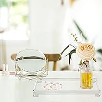 Vista 3 de Bandeja de baño de tocador, bandeja de almacenamiento rectangular de acrílico decorativa Catchall (grande, transparente)