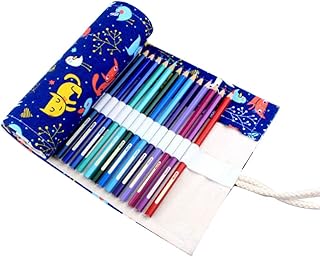 NUOBESTY astuccio per matite in tela astuccio portamatite modello cervo portatile fatto a mano a maglia arrotolata astuccio arrotolatore organizer con 48 fessure (gatto)