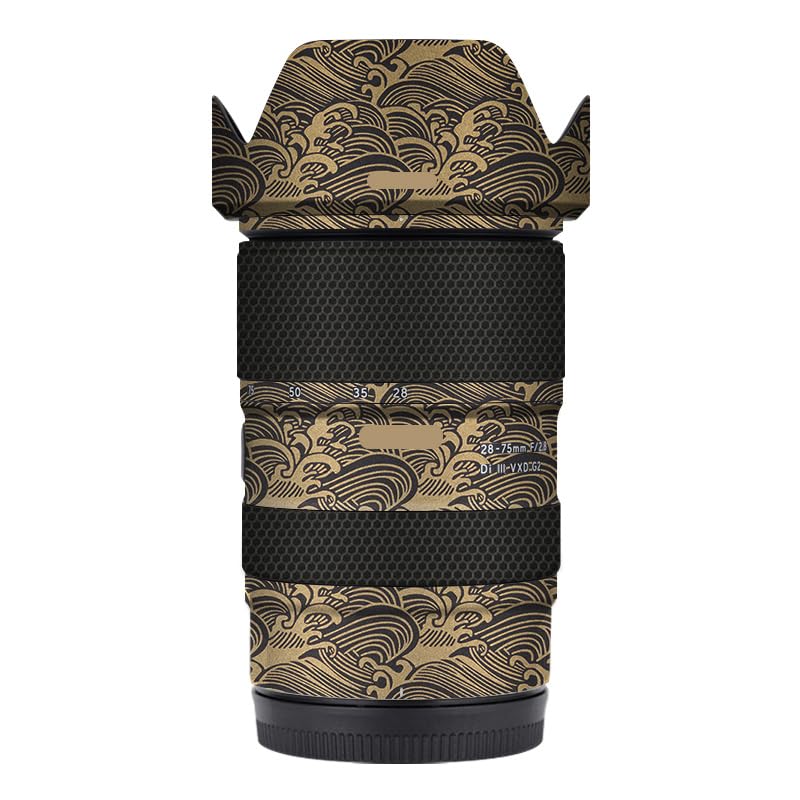 Autocollant Tamron 28-75 mm F2.8 G2 Nikon protection objectif vinyle doré ondulé