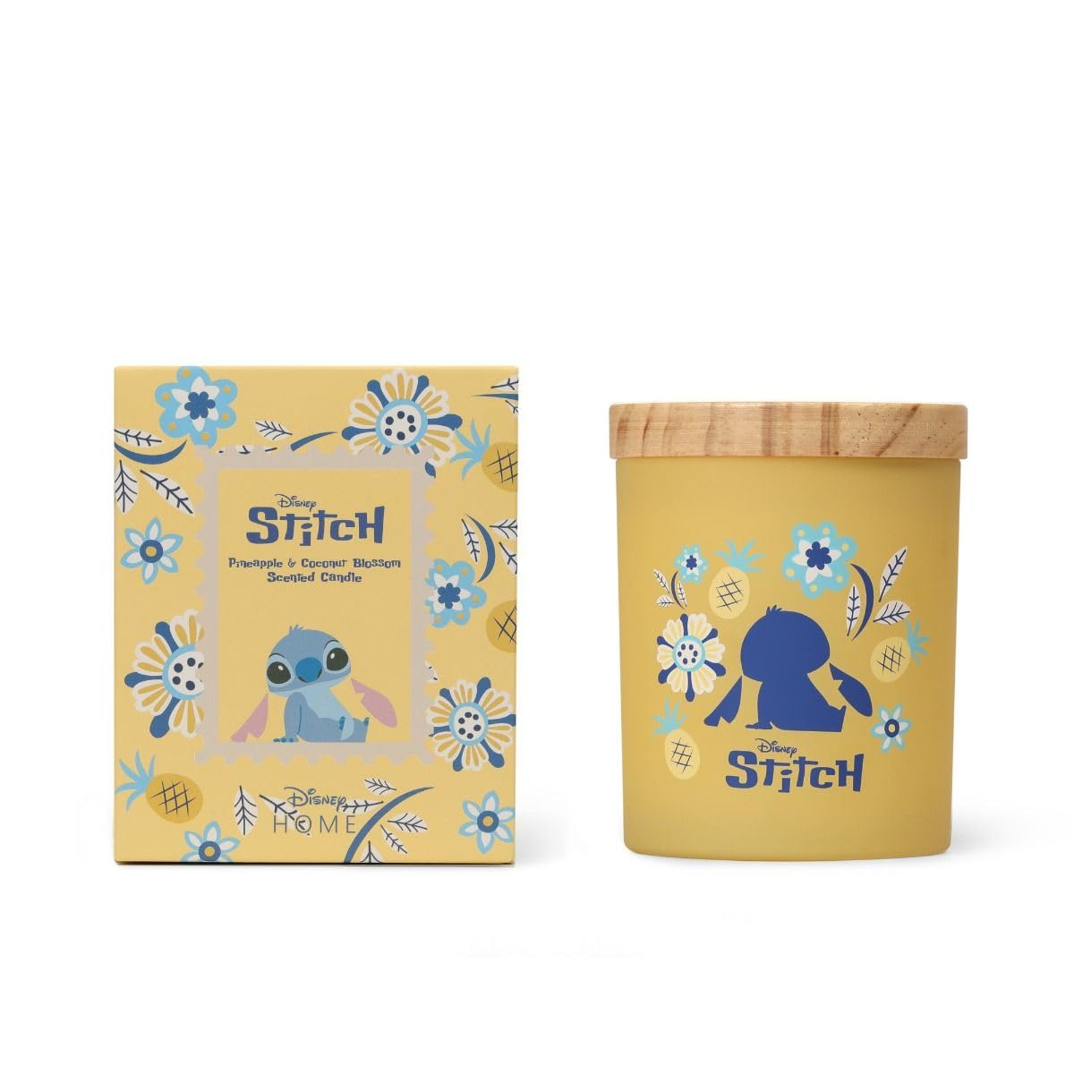Julian Charles Yellow Lilo & Stitch Pineapple & Coconut Blossom Jar Candle With Wooden Lid - One Size