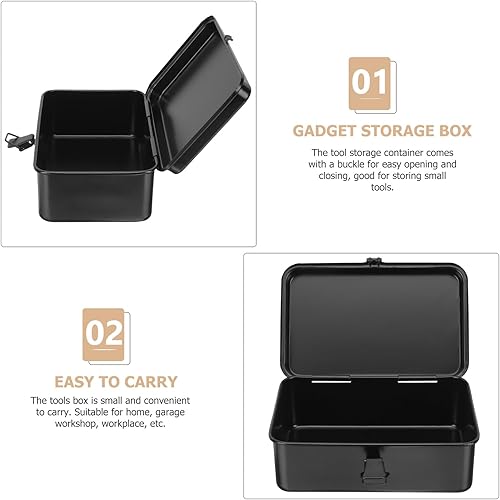 Miniatura 7 de Small Portable Iron Tool Box Lockable Organizer for Home Garage Workshop Compact Rust-resistant Storage Case for Screws Nails and Small Parts