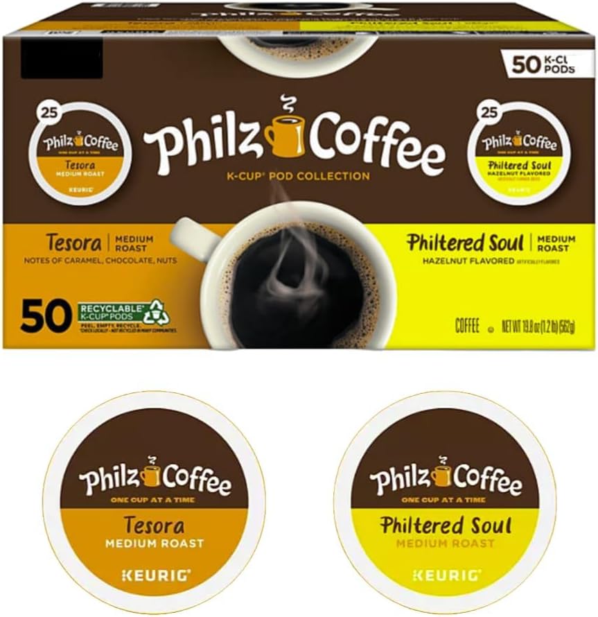 Phillz Coffee Philtered Soul and Tesora Medium Roast Single Cup Pods, Variety Pack, 50 ct.