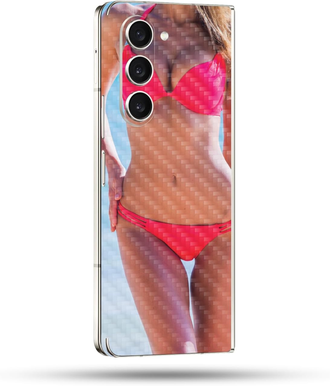 MightySkins Carbon Fiber Skin Compatible With Samsung Galaxy Z Fold 5 Full Wrap - Bikini | Protective, Durable Textured Carbon Fiber Finish | Easy To Apply, Remove, and Change Styles | Made in the USA