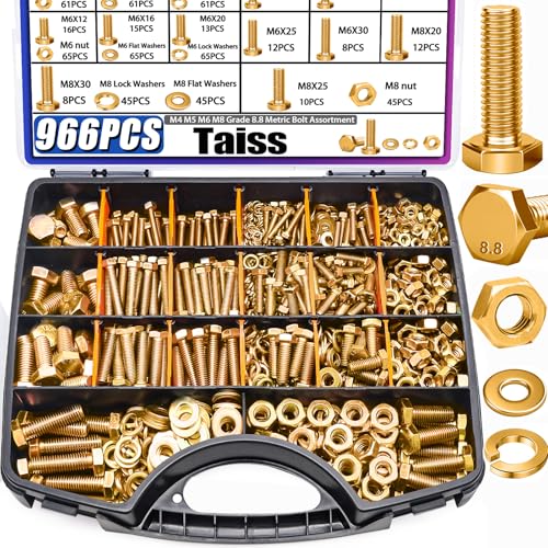 Boulons métriques Taiss M4 M5 M6 M8 avec écrous et rondelles pour fixation et visserie
