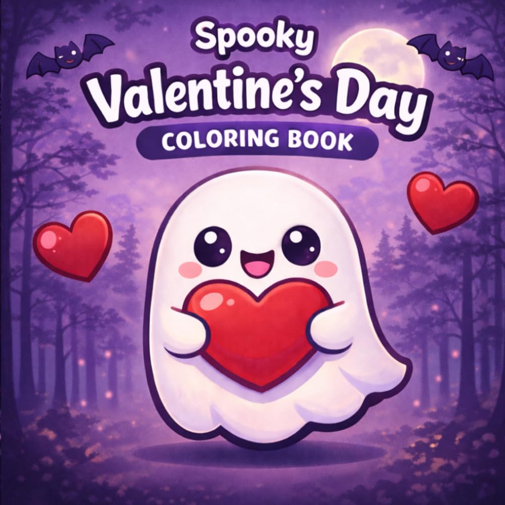 Spooky Valentine’s Day Coloring Book: Perfect for Kids Ages 4–10 with Cute Spooky Characters, Sweet Hearts, and Fun Valentine-Themed Coloring Pages