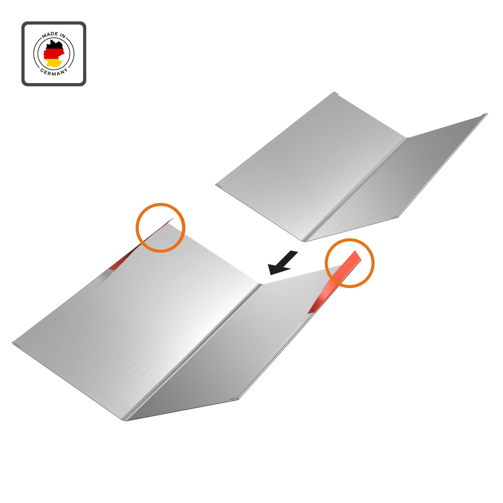 INEFA 200cm Solin en Aluminium avec Pli d'Eau Aluminium Argent Tôle de Toit