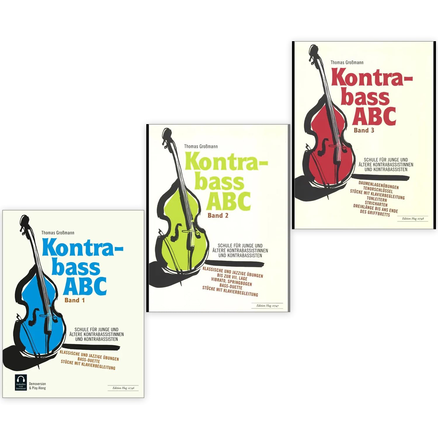 Kontrabass ABC Band 1, 2 und 3 ( 9783905847574, 9783905847581, 9783905847598) + Soundman-Notenheft + 2 Notenbleistifte (Starterset)