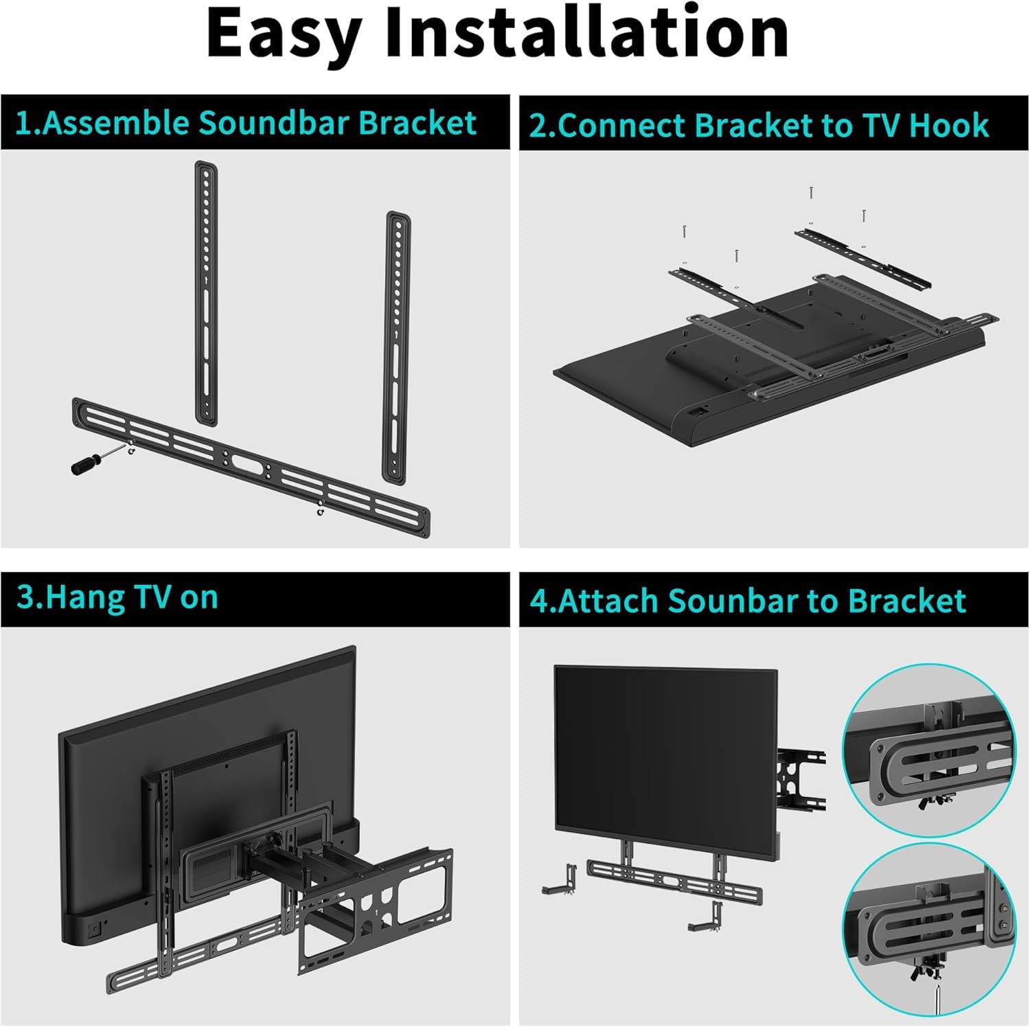XINLEI SBR501 - Soporte universal para barras de sonido con o sin agujeros, capacidad de carga de 9 kg, barra de sonido extensible para TV, con soporte de zócalo antideslizante, para barra de sonido