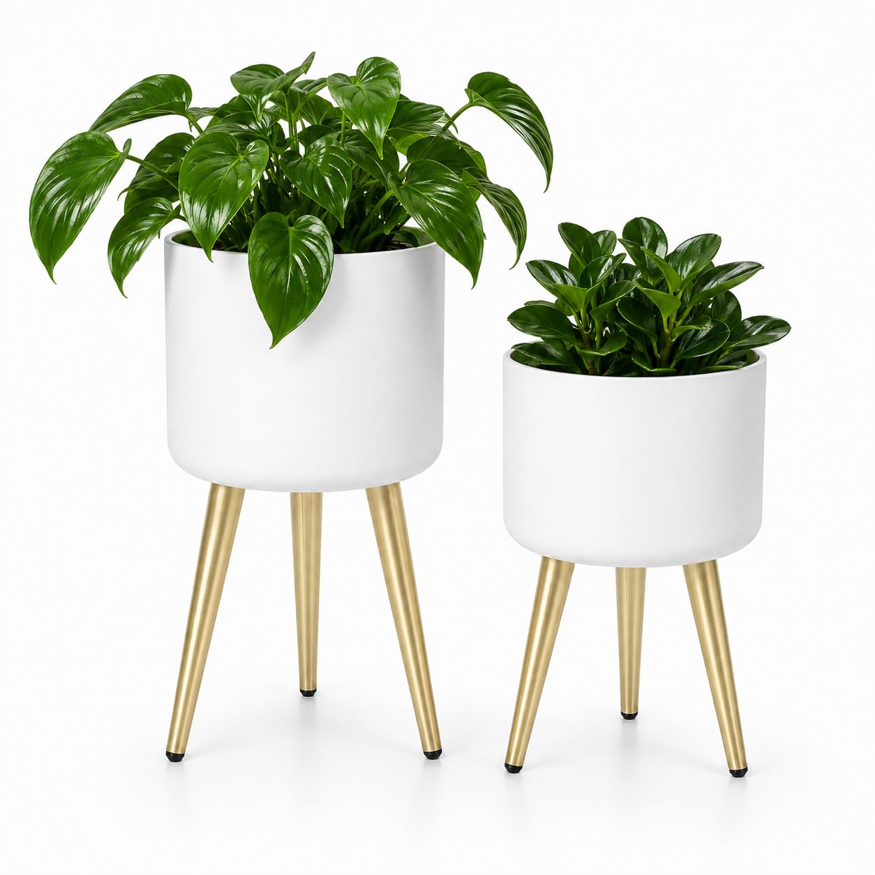 Leewadee Métal Pots de Fleurs sur Pied Lot de 2 Cache-Pot Support
